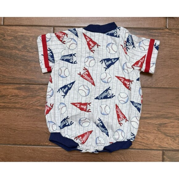 Vtg Healthtex Infant Bubble Romper Baseball Jersey Inspired Pennants Sz 6-9m - Picture 6 of 6